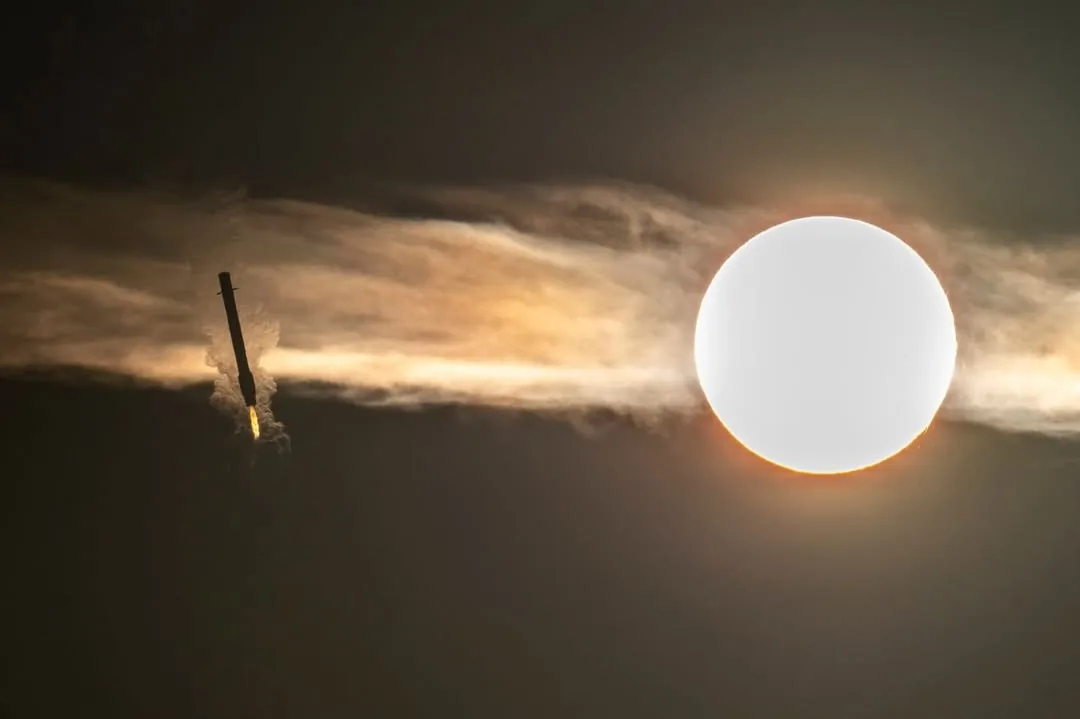 Falcon 9 Descent at Sunset