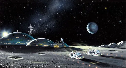 Lunar Base — Retro Concept Art
